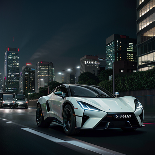 A gleaming, futuristic car struggling through a gridlocked, chaotic cityscape.